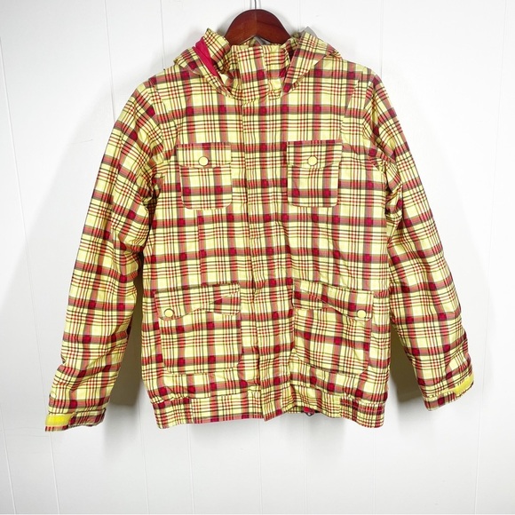 Burton Pink and Yellow Dry Ride Quilted Hooded Jacket Extra Large: (18)